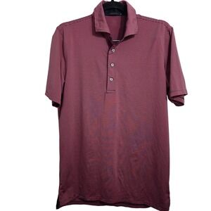 Greyson Men's Striped Golf Polo Shirt Burgundy Gray Short Sleeve Size Medium